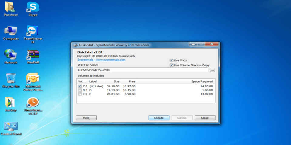 How to create Vhd from Physical Disk