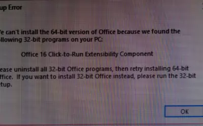 Office 16 Click-to-Run Extensibility Component 64-bit Registration prevents Office 365 32-bit installation Fix